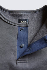 ACV-SW04 FLEECE LINED HENLEY-NECK SWEATSHIRTS - CHARCOAL GREY - May club