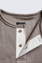 ACV-SW04 FLEECE LINED HENLEY-NECK SWEATSHIRTS - SAND - May club