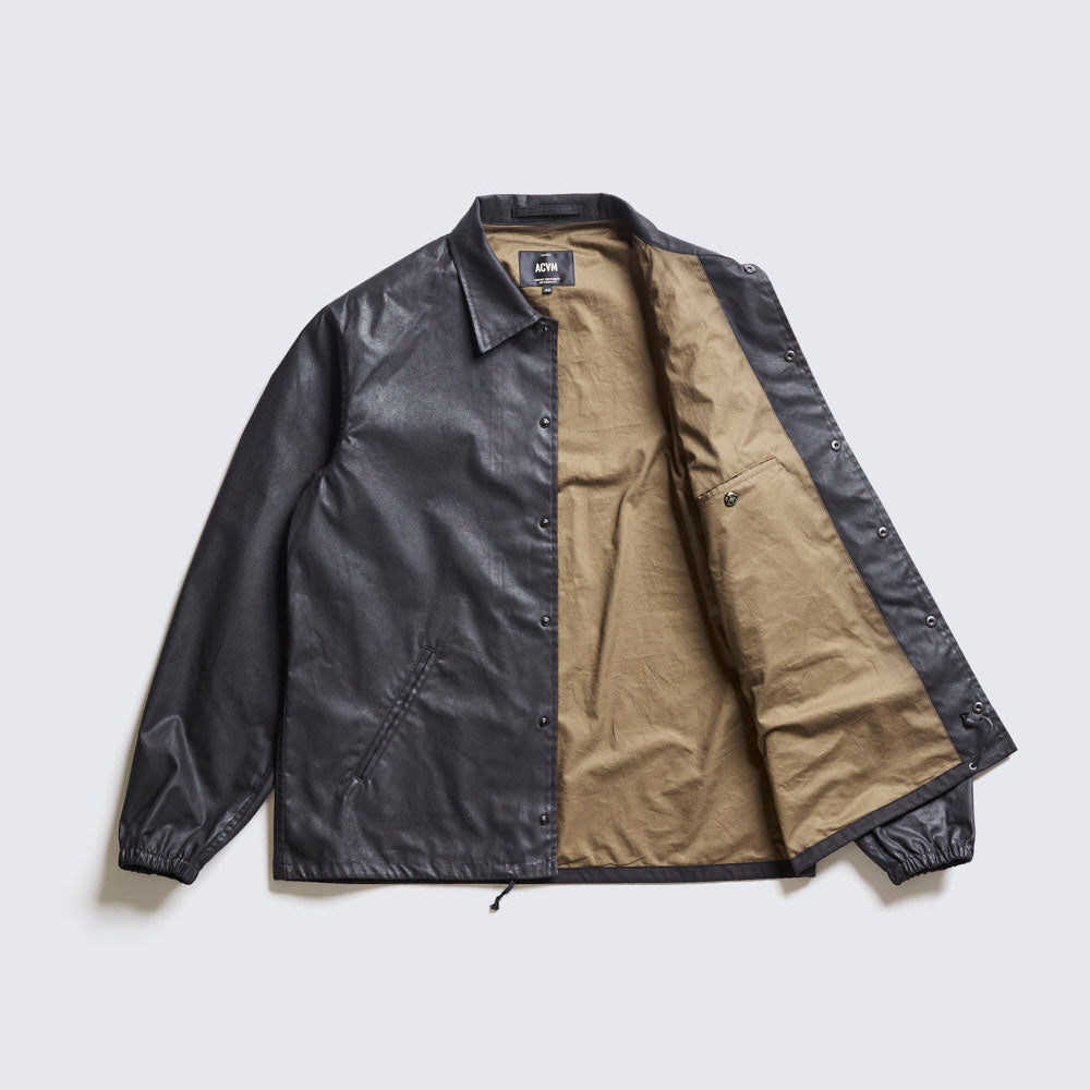 ACV-WX03 WAXED COTTON COACH JACKET - BLACK