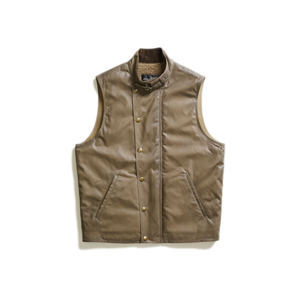 ACV-V01WX WAXED COTTON ULSTER VEST - DRY LEAVES