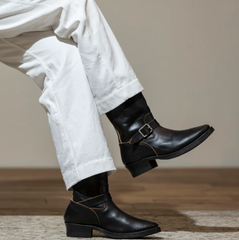 AB-01HB-CL HORSEBUTT ENGINEER BOOTS NARROW (BLACK TEA CORE)