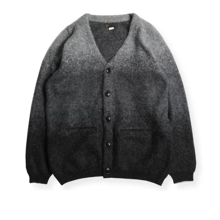 VINTAGE MOHAIR GRADIENT CARDIGAN - BLACK