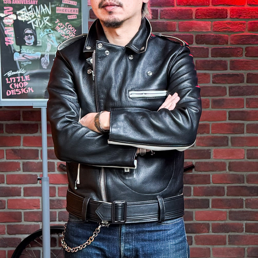 May club x Knuckle 13th limited 2-tone leather jacket