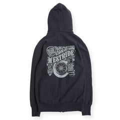 HEAVY WEIGHT FULL ZIP HOODIE (BACK ROAD IN THE WIND) - BLACK - May club