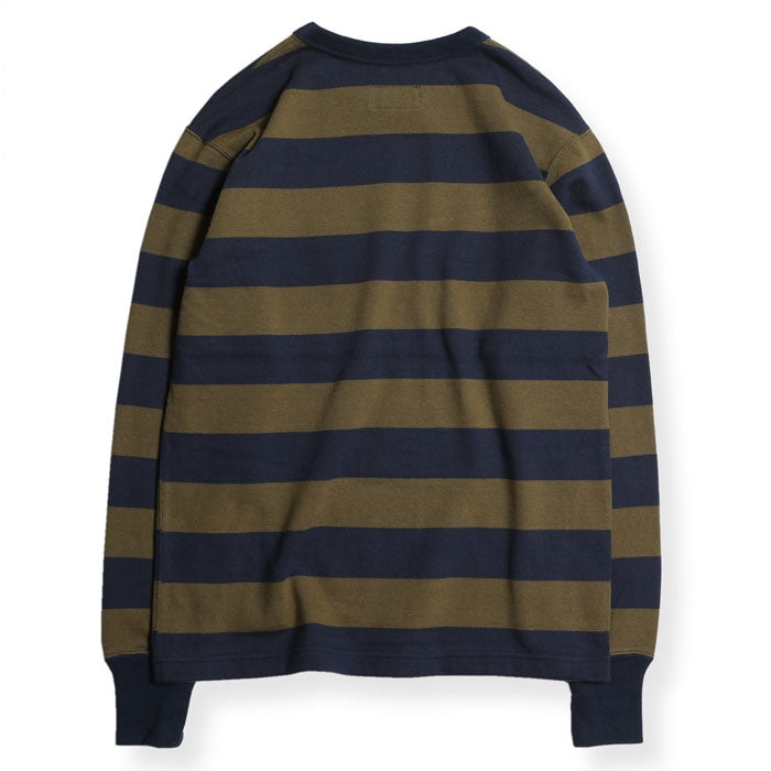 HEAVY BORDER LONG SLEEVES TEE - NVY/OLV