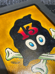 TATTOOED LEATHER ART-CROW SKULL