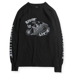 "RIDIN’ IS LIVIN’" LONG SLEEVES TEE - BLACK - May club