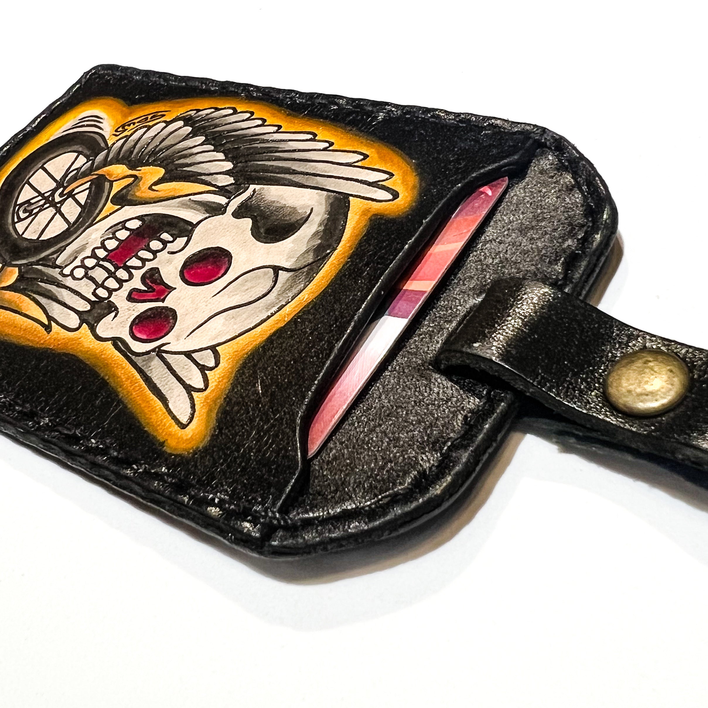 CARD HOLDER - FLYING WHEEL SKULL