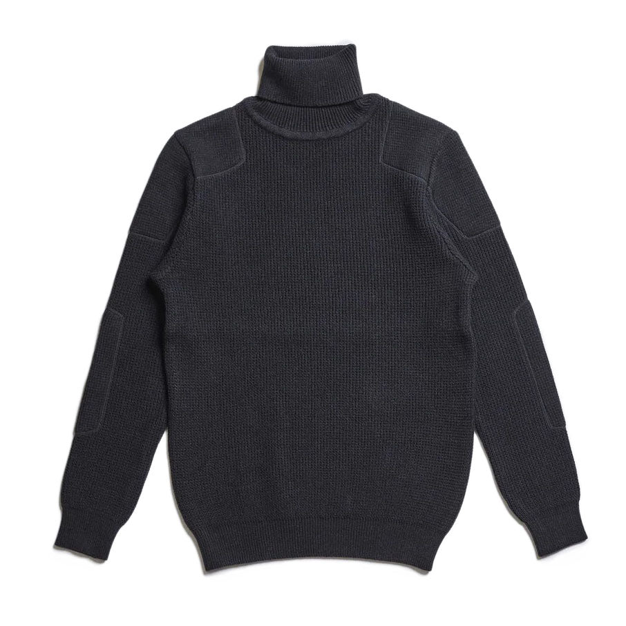 ACV-KN02 PADDED WAFFLE COTTON TURTLE KNIT - BLACK - May club