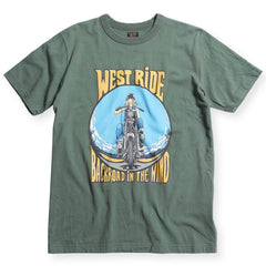 "BACK ROAD IN THE WIND" TEE - SMOKY GREEN - May club