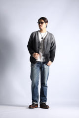 VINTAGE MOHAIR GRADIENT CARDIGAN - BLACK