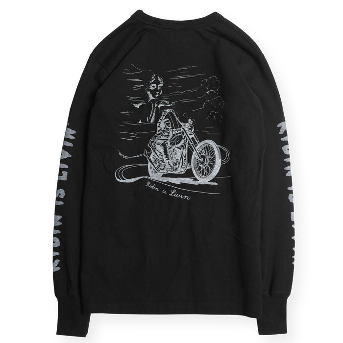 "RIDIN’ IS LIVIN’" LONG SLEEVES TEE - BLACK - May club