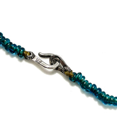 Antique Seed Beads Clear BlueGreen Necklace / 卍 x 福
