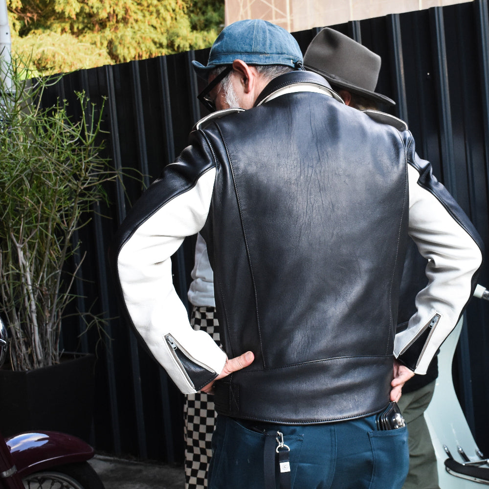 May club x Knuckle 13th limited 2-tone leather jacket