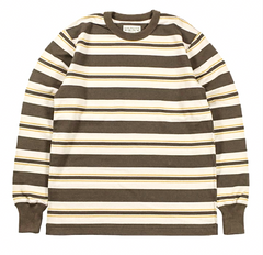 HEAVY BORDER RANDOM LONG TEE BROWN/GOLD/CREAM