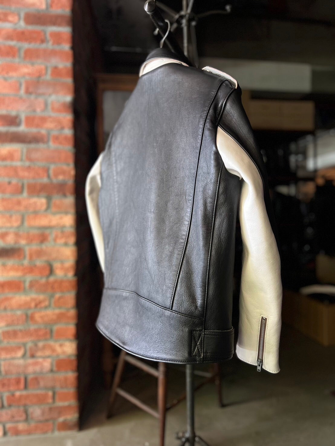 May club x Knuckle 13th limited 2-tone leather jacket