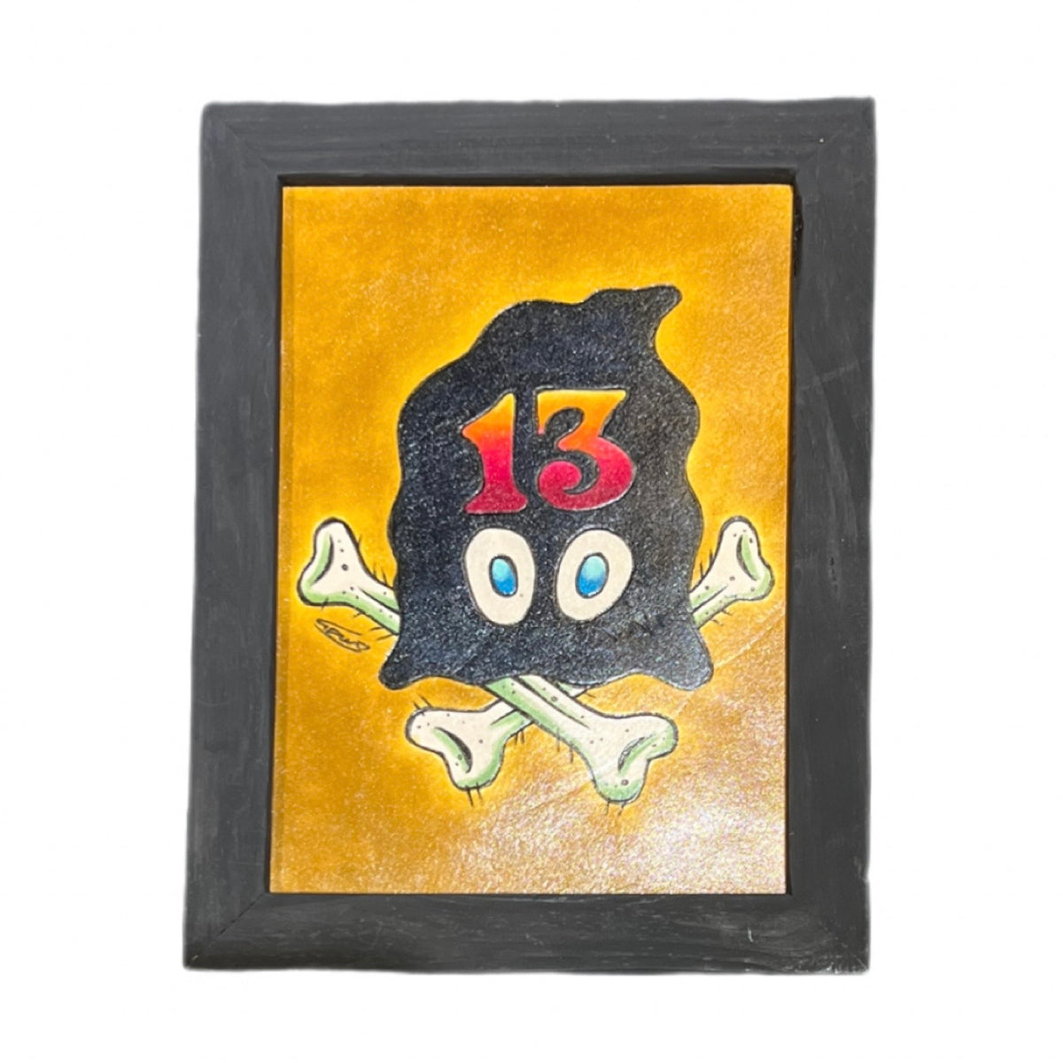 TATTOOED LEATHER ART-CROW SKULL