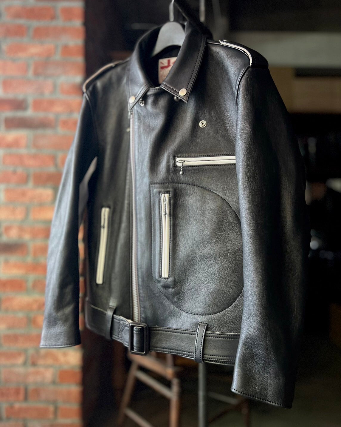 May club x Knuckle 13th limited 2-tone leather jacket