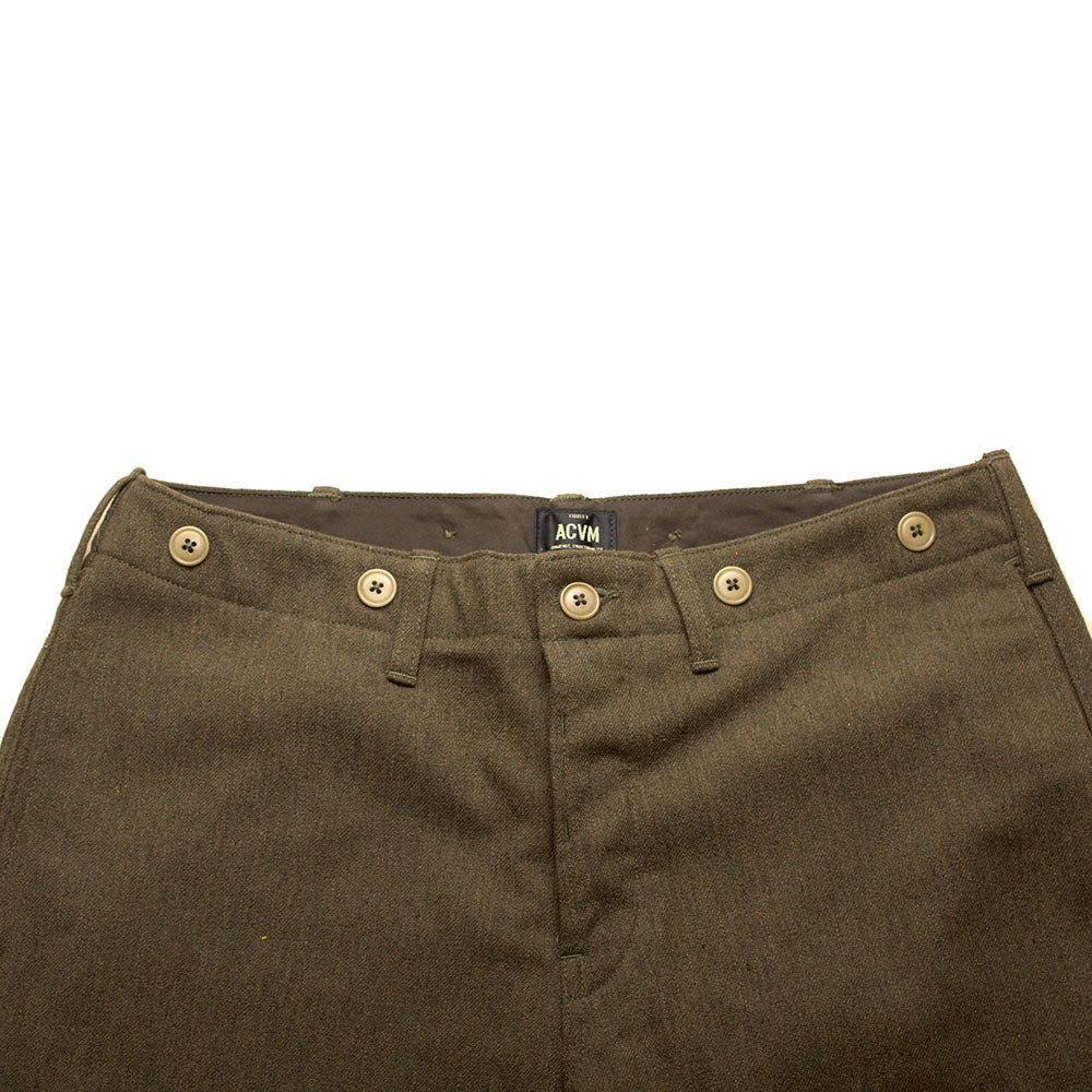 ACV-TR03CW COTTON WOOL BUCKLE BACK TROUSERS - OLIVE