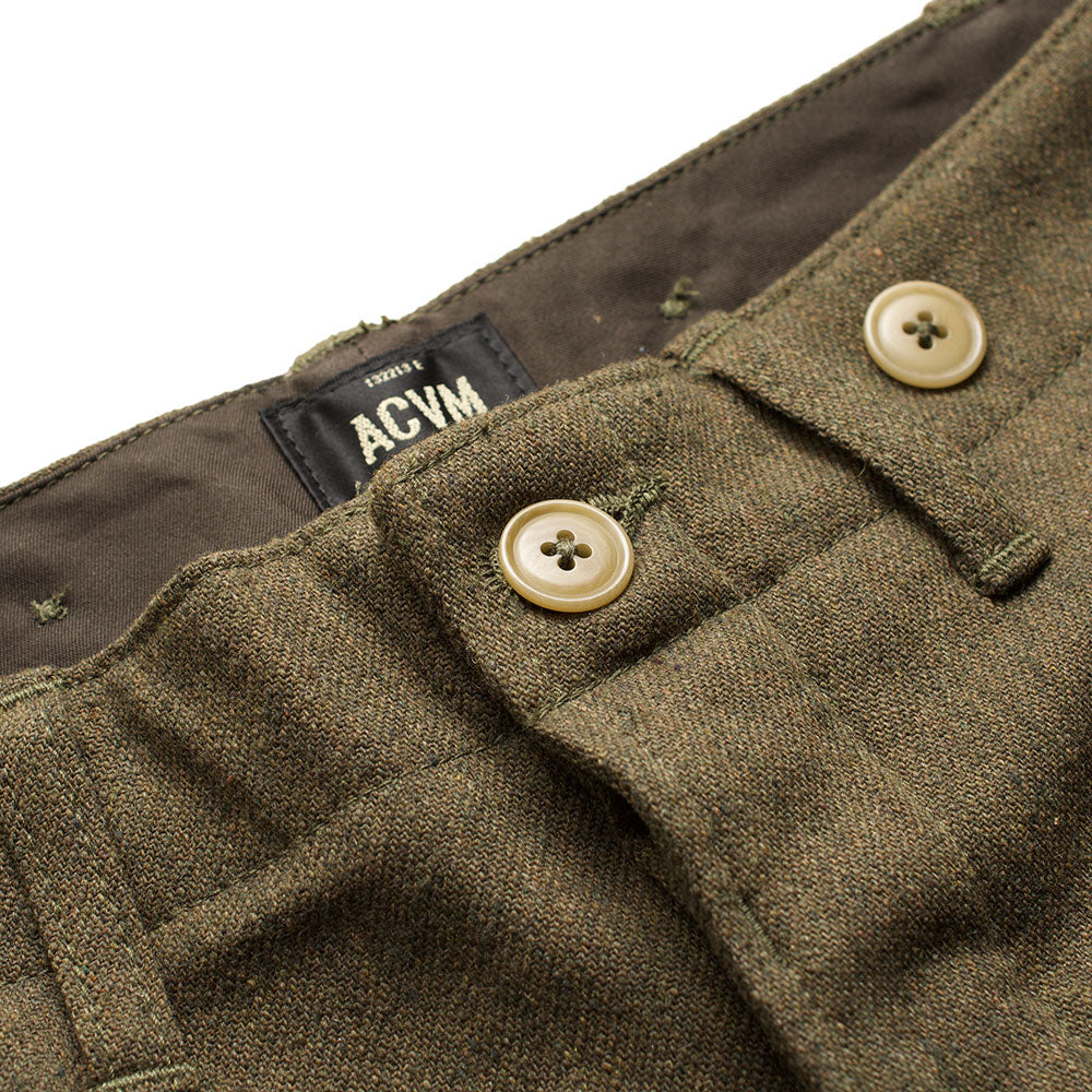 ACV-TR03CW COTTON WOOL BUCKLE BACK TROUSERS - OLIVE