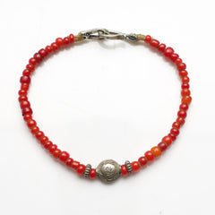 Antique White Heart Red Beads Bracelet / Fuku