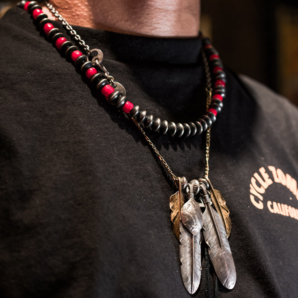 NAVAJO BEADS NECKLACE - STERLING SILVER