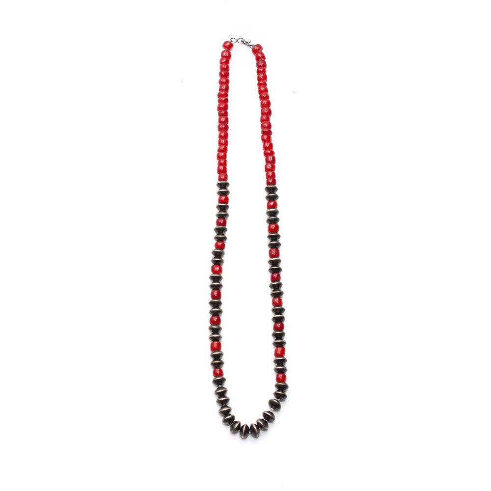 NAVAJO BEADS NECKLACE - STERLING SILVER