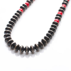 NAVAJO BEADS NECKLACE - DEERSKIN ROPE