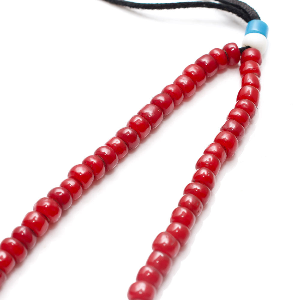 NAVAJO BEADS NECKLACE - DEERSKIN ROPE