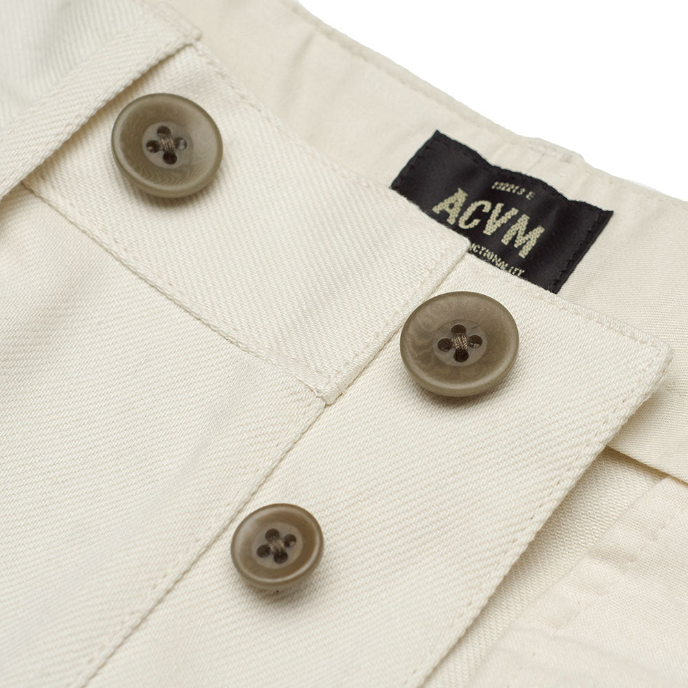 ACV-TR02KT SINGLE-PLEATED COTTON ARMY TROUSERS - IVORY
