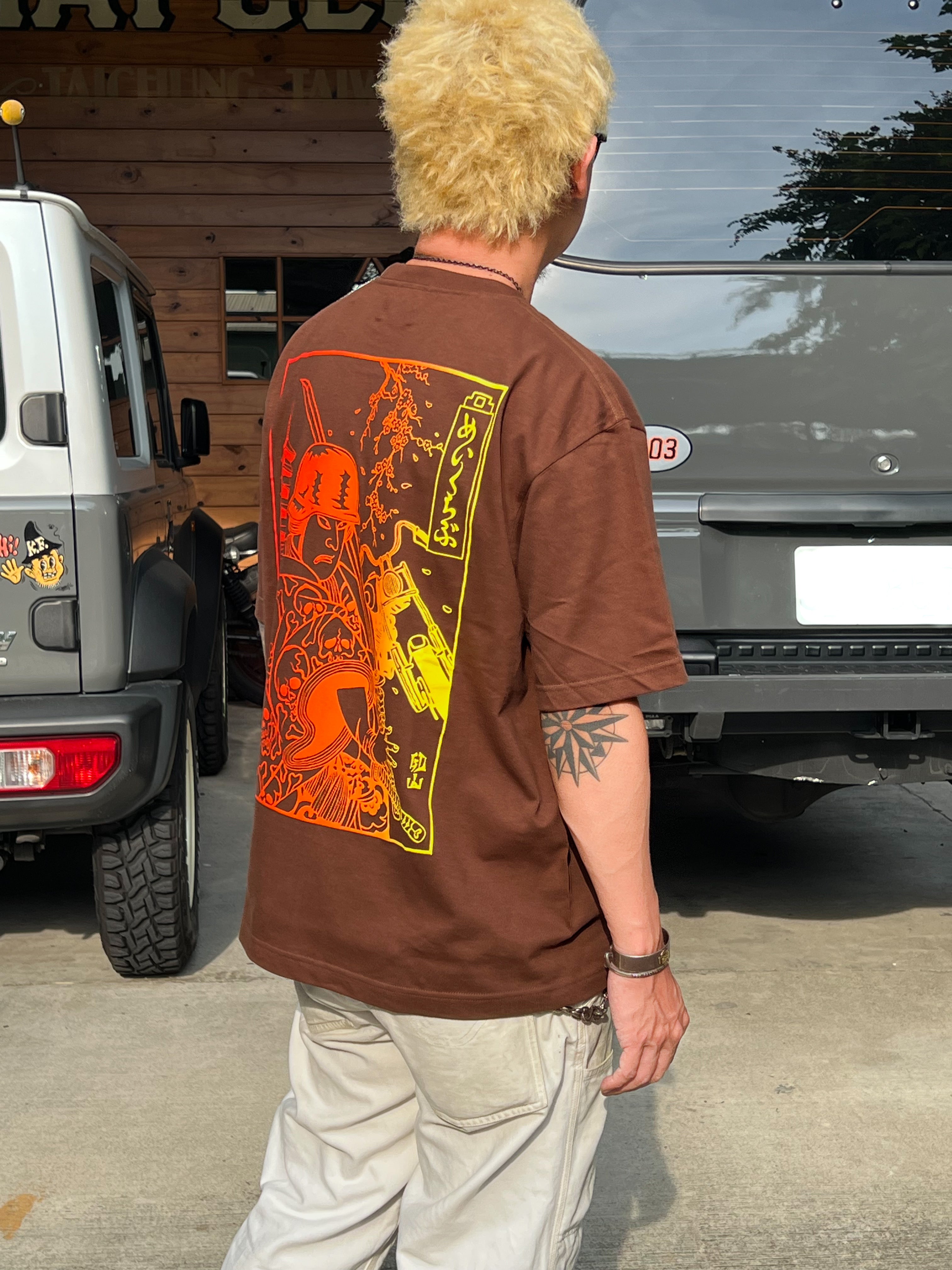 SAMURAI BIKER TEE - BROWN