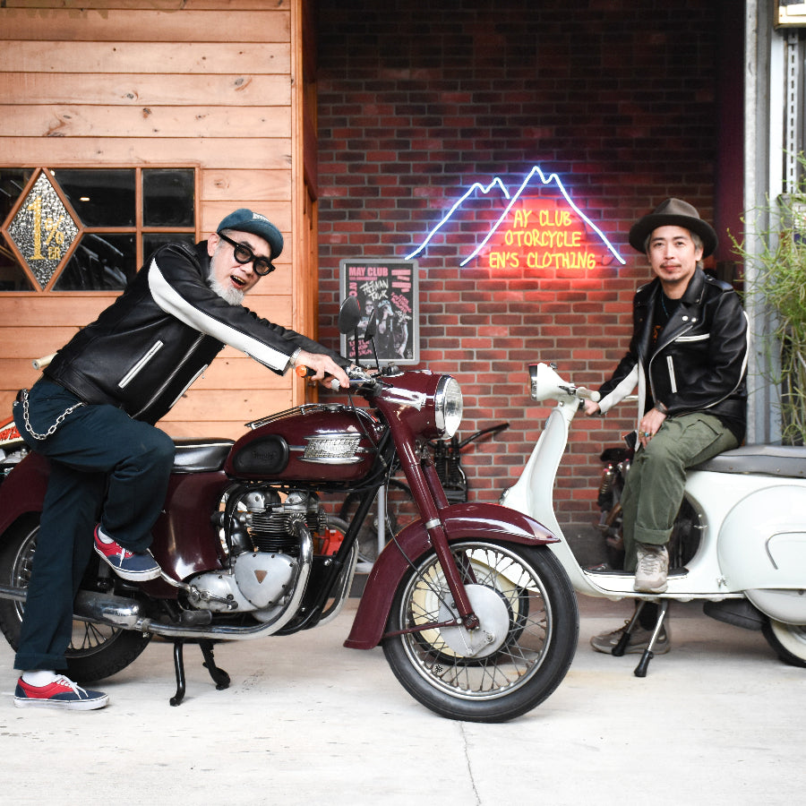 May club x Knuckle 13th limited 2-tone leather jacket
