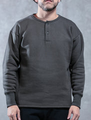 ACV-SW04 FLEECE LINED HENLEY-NECK SWEATSHIRTS - CHARCOAL GREY - May club