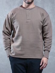 ACV-SW04 FLEECE LINED HENLEY-NECK SWEATSHIRTS - SAND - May club