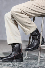 AB-01H-CL HORSEHIDE ENGINEER BOOTS - BLACK TEA CORE