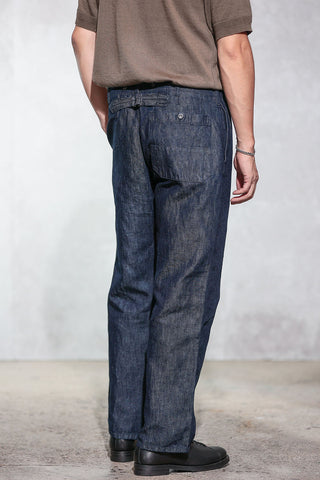 ACV-TR03CLD COTTON LINEN DENIM BUCKLE BACK TROUSERS