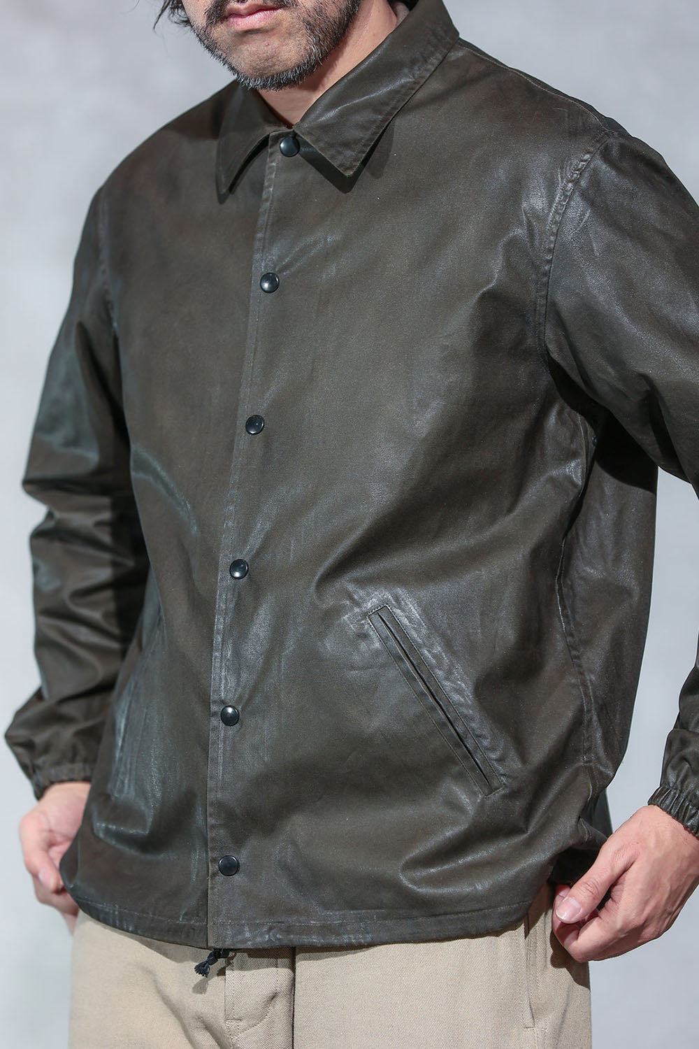 ACV-WX03 WAXED COTTON COACH JACKET - OLIVE