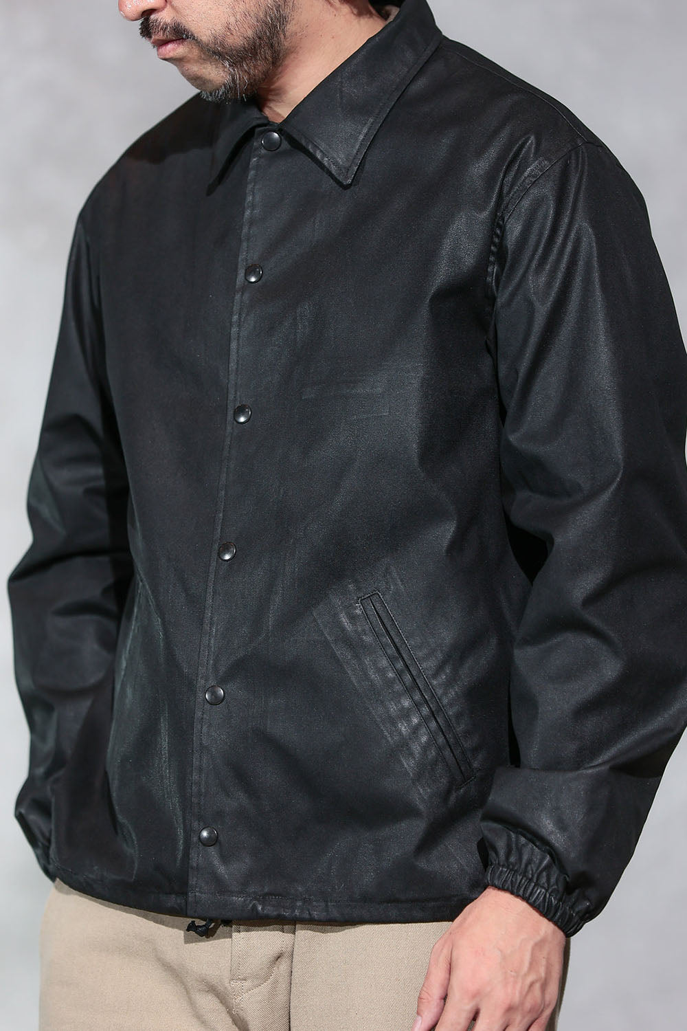 ACV-WX03 WAXED COTTON COACH JACKET - BLACK