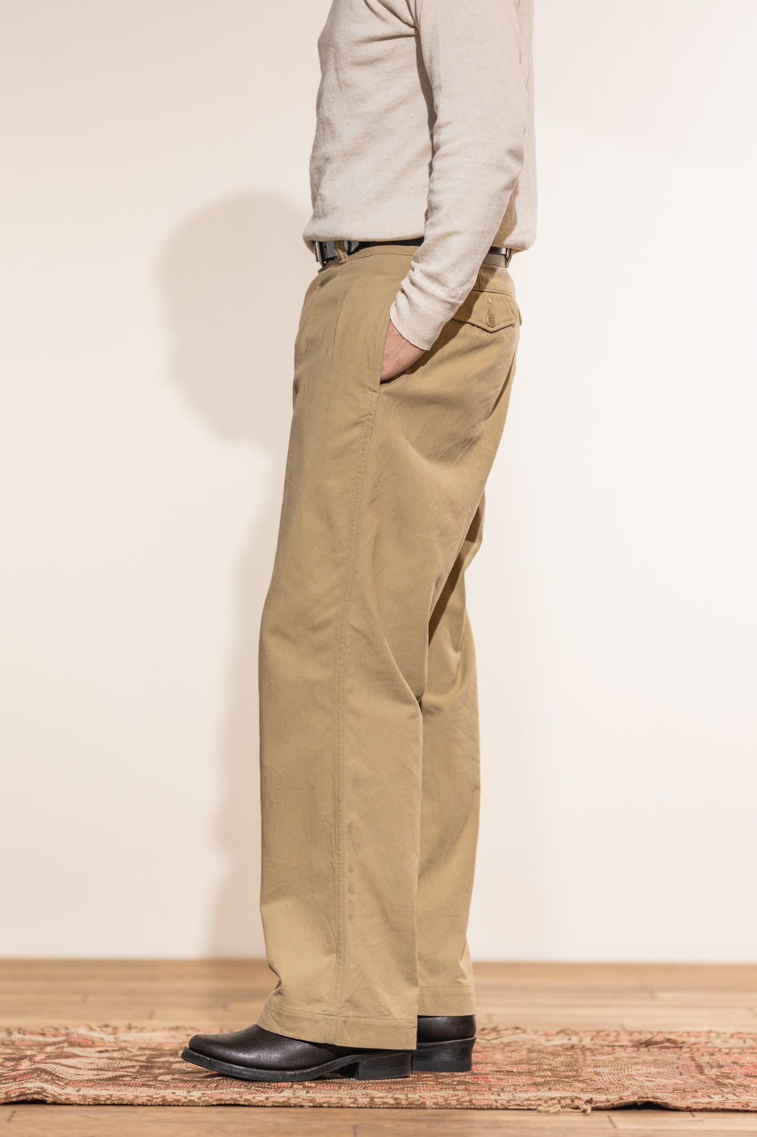 ACV-TR04STC DOUBLE-PLEATED COTTON ARMY TROUSERS - BEIGE