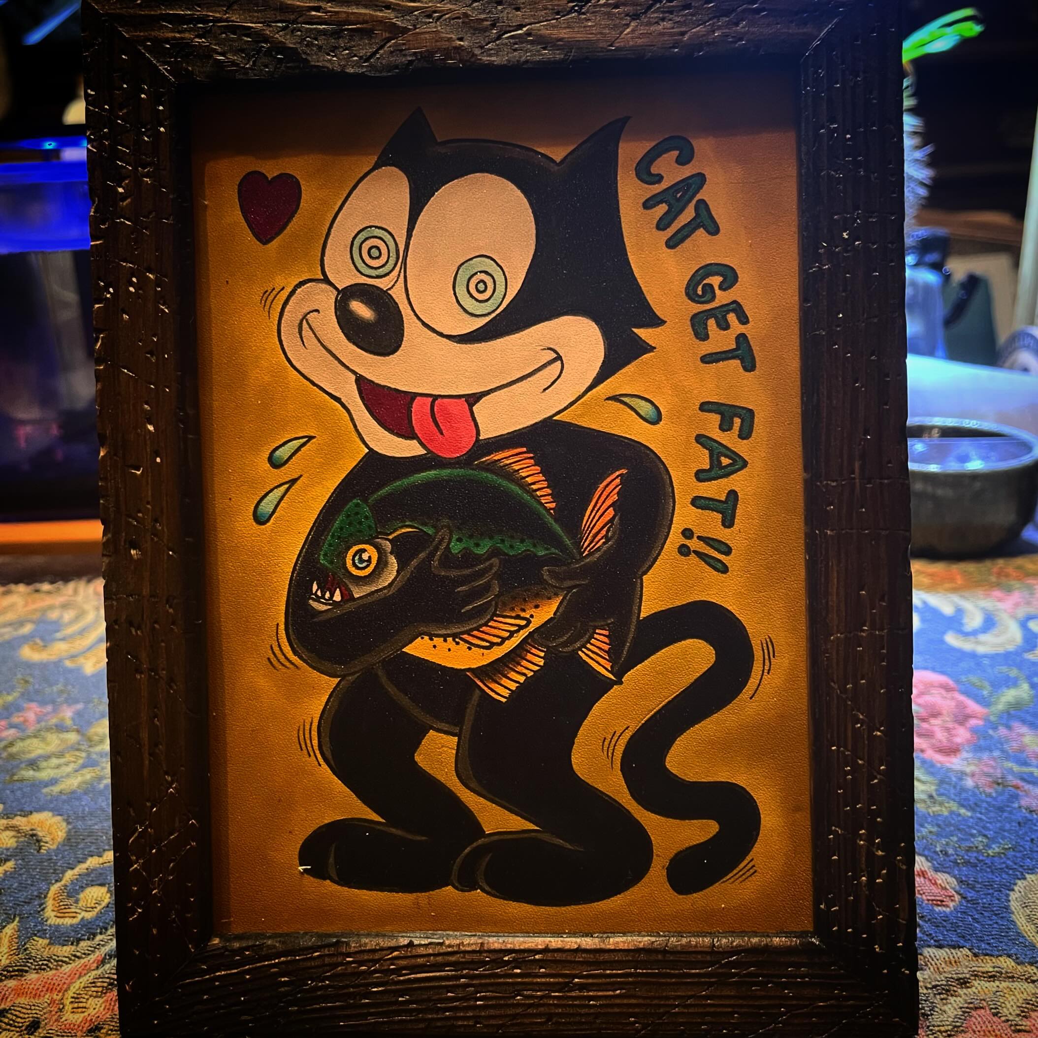 TATTOOED LEATHER ART - FELIX CAT