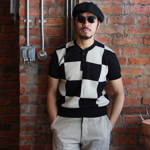 May club -【Trophy Clothing】CHECKER SUMMER HENLEY S/S KNIT