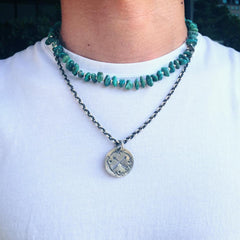 Natural Stone Turquoise Beads & Silver Necklace - May club