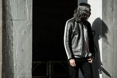 May club -【Addict Clothes】AD-01SS SHEEPSKIN CENTER ZIP JACKET SINGLE STRIPE - BLACK（茶芯）