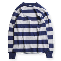 HEAVY BORDER LONG SLEEVES TEE - NVY/H.GRY - May club