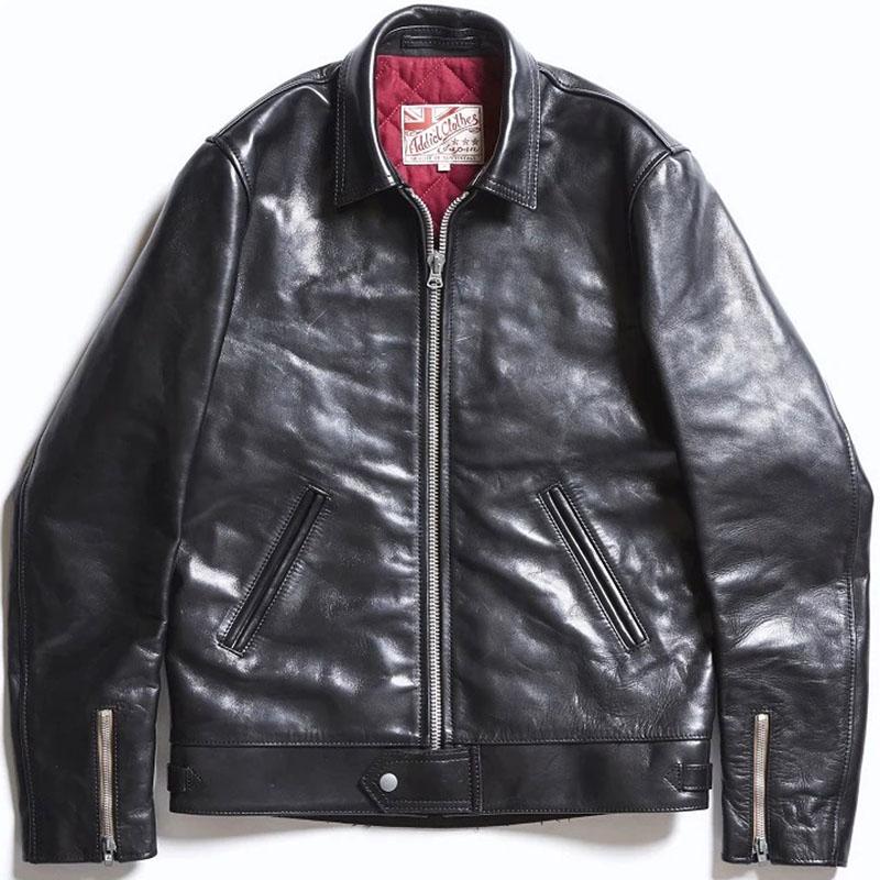 May club -【Addict Clothes】AD-01 Horsehide Center Zip Jacket - Black