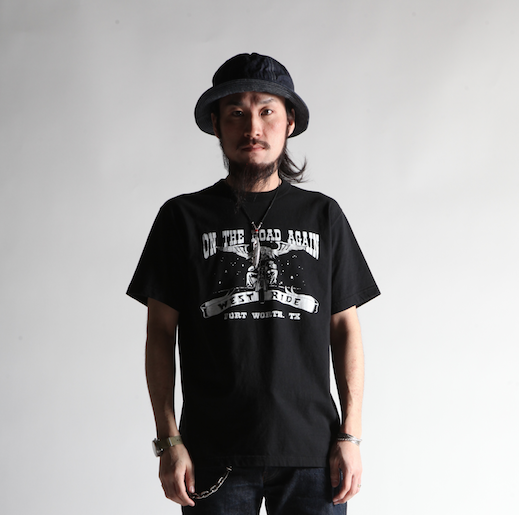 May club -【WESTRIDE】"ON THE ROAD AGAIN" TEE - BLACK