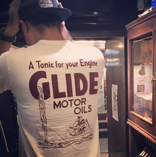 May club -【WESTRIDE】"GLIDE MOTOR OIL" TEE - WHITE