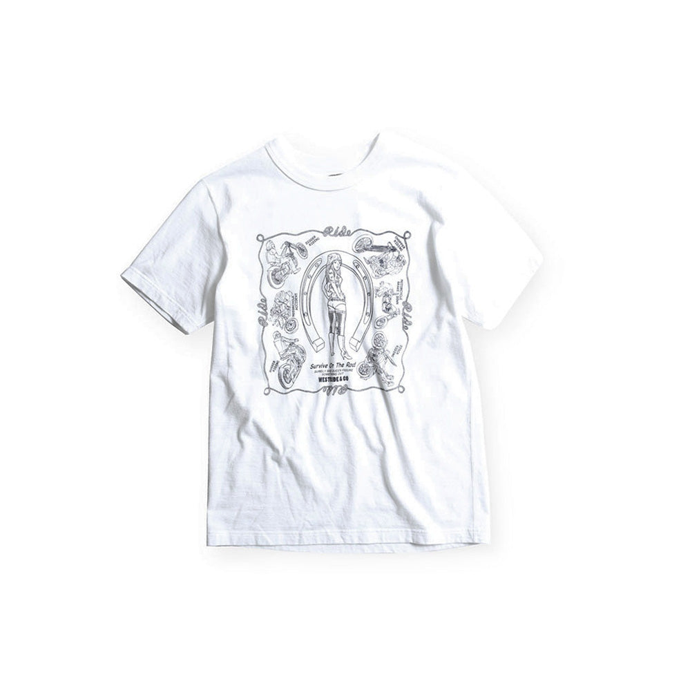 May club -【WESTRIDE】"SURVIVE ON THE ROAD" TEE - WHITE