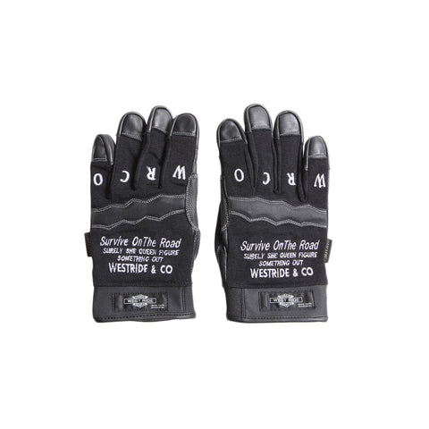 May club -【WESTRIDE】TEXTILE GLOVE - SURVIVE ON THE ROAD（BLACK）