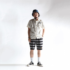 May club -【WESTRIDE】NGT KNIT BORDER SHORTS - BLK/H.GRY